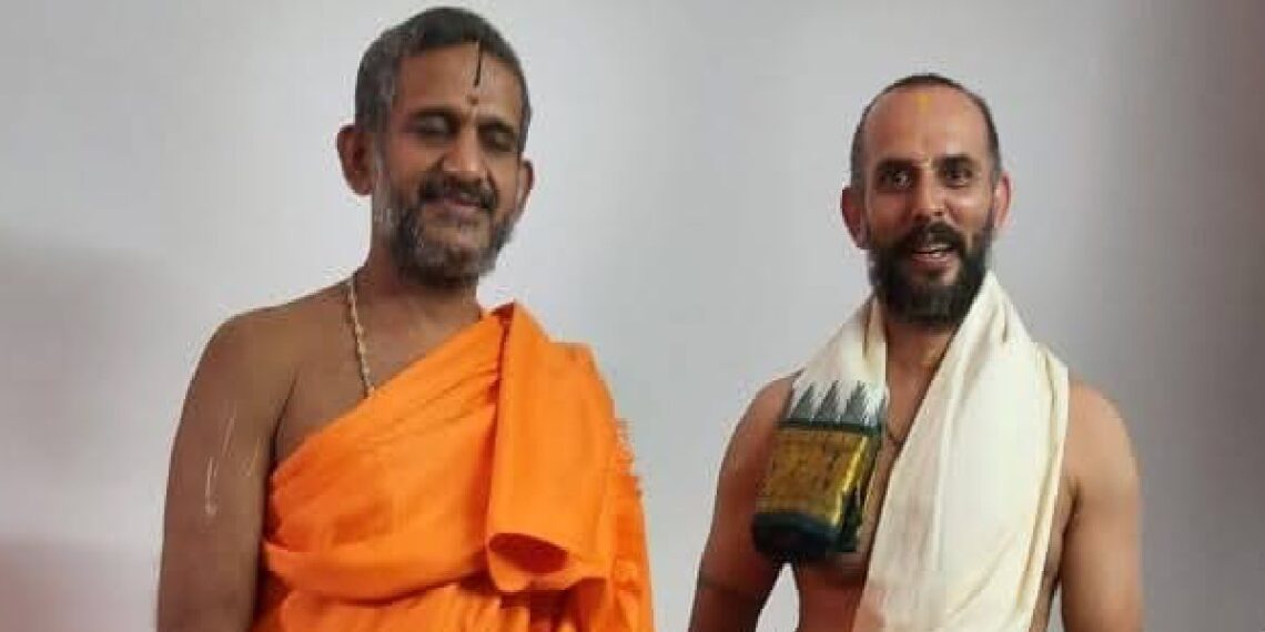 Manjunath Bhardwaj with Pejawar Seer
