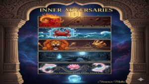 A mystical astrological illustration showing five zodiac signs (Aries ram, Cancer crab, Leo lion, Scorpio scorpion, and Pisces fish) within an ornate frame, each depicting themes of anger and its consequences with symbolic elements like fire, broken bridges, and cosmic backgrounds.