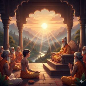 Meditating sage representing self-knowledge