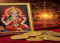 Guru Pushya Yoga significance with Goddess Lakshmi photo, gold coins and astrology chart