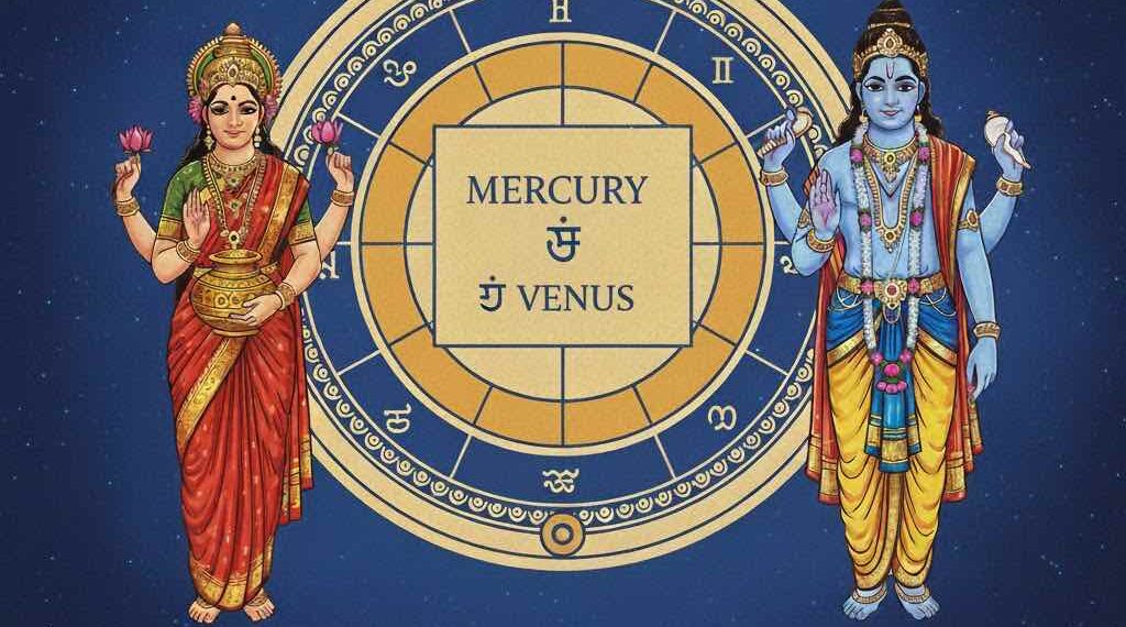 ಜಾತಕದಲ್ಲಿ ಲಕ್ಷ್ಮೀನಾರಾಯಣ ಯೋಗವನ್ನು ಸೂಚಿಸುವ ಕುಂಡಲಿ ಚಿತ್ರ.