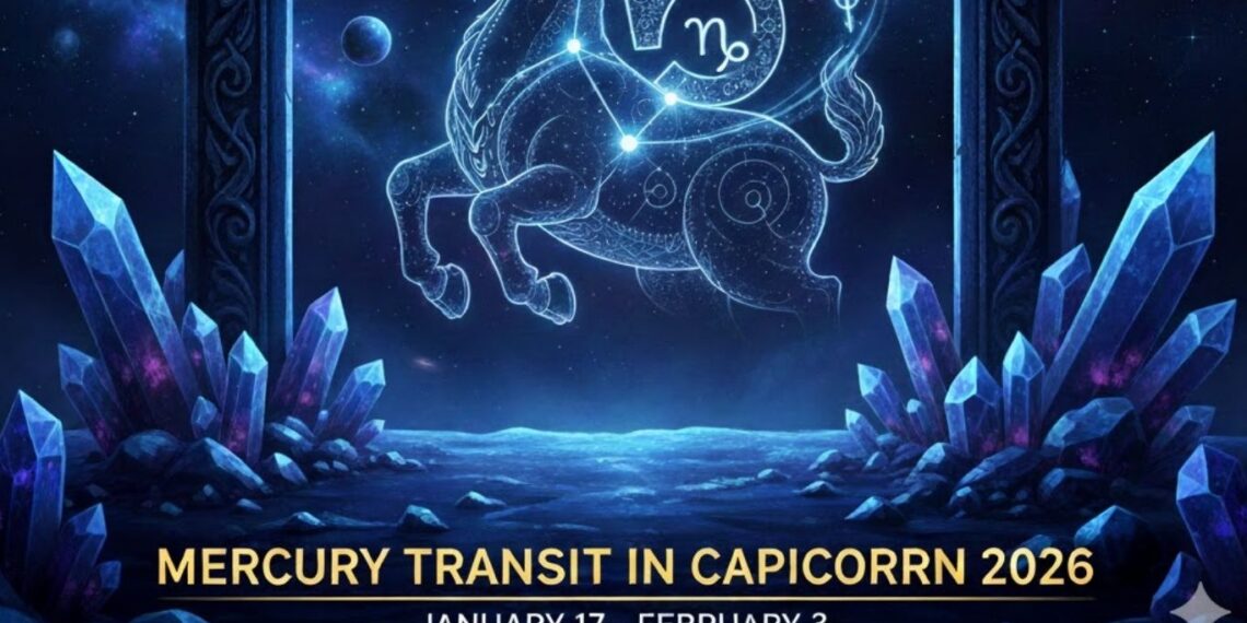 Mercury Transit in Capricorn 2026 astrology poster with dates January 17th to February 3rd