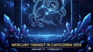 Mercury Transit in Capricorn 2026 astrology poster with dates January 17th to February 3rd