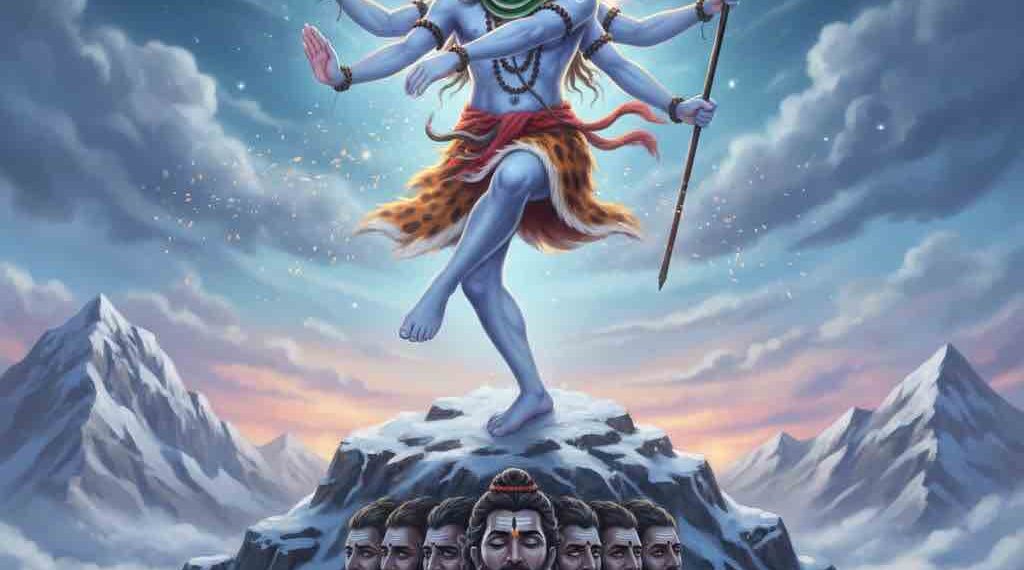 ಶಿವನು ಆನಂದ ತಾಂಡವ ನೃತ್ಯ ಮಾಡುತ್ತಿರುವ ಚಿತ್ರ ಮತ್ತು ರಾವಣನು ಕೈಲಾಸ ಪರ್ವತವನ್ನು ಎತ್ತುತ್ತಿರುವ ಕಲಾಕೃತಿ