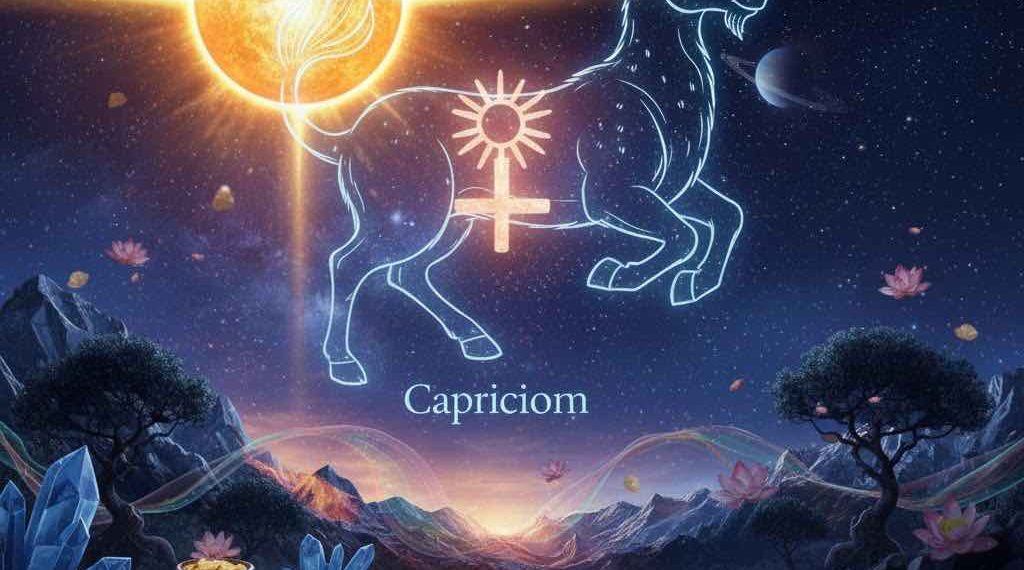 Sun Transit in Capricorn 2026 Makara Sankranti astrology illustration with English text