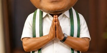 Bobblehead-style HD Kumaraswamy illustration representing the 2028 Karnataka Chief Minister prediction based on astrological analysis.