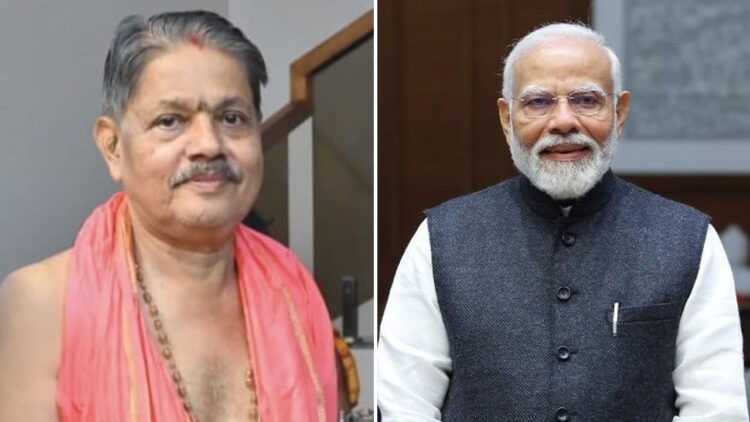 A side-by-side collage of Udupi-based astrologer Prakash Ammannaya and Indian Prime Minister Narendra Modi.