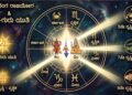 Astrology chart showing Mars and Jupiter conjunction in Cancer creating Neecha Bhanga Raja Yoga with zodiac aspects.